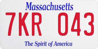 MA license plate 7KR043