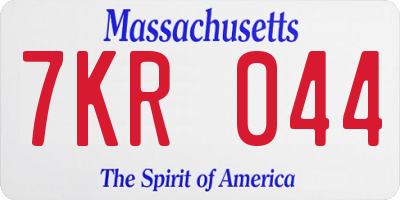 MA license plate 7KR044