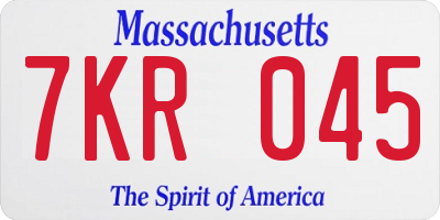MA license plate 7KR045