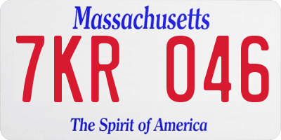 MA license plate 7KR046