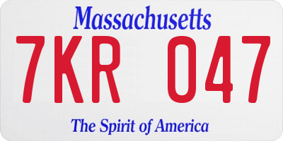 MA license plate 7KR047