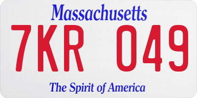MA license plate 7KR049
