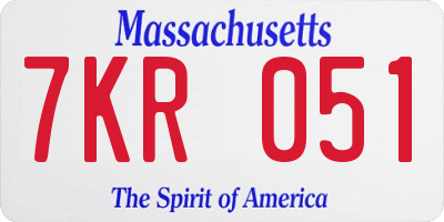 MA license plate 7KR051