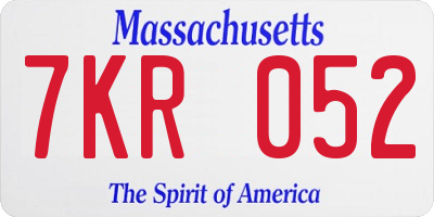 MA license plate 7KR052