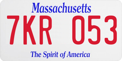 MA license plate 7KR053