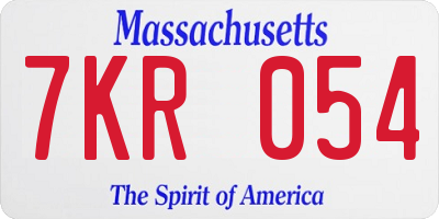 MA license plate 7KR054
