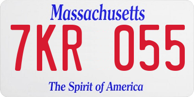 MA license plate 7KR055