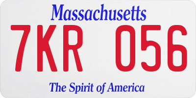 MA license plate 7KR056