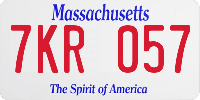 MA license plate 7KR057