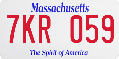 MA license plate 7KR059