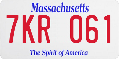 MA license plate 7KR061