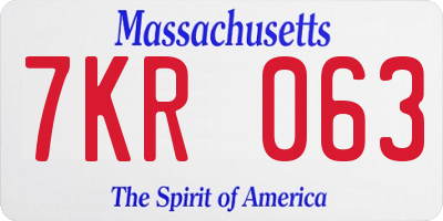 MA license plate 7KR063