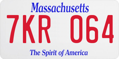 MA license plate 7KR064