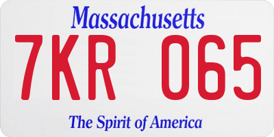 MA license plate 7KR065