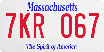 MA license plate 7KR067