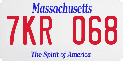 MA license plate 7KR068