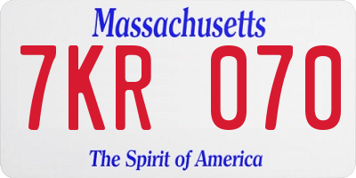 MA license plate 7KR070