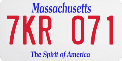 MA license plate 7KR071