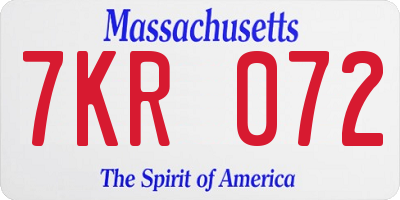 MA license plate 7KR072