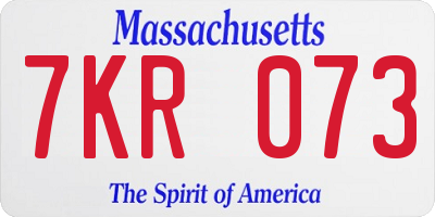 MA license plate 7KR073
