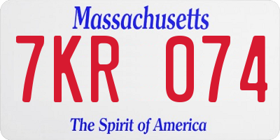 MA license plate 7KR074