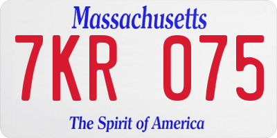 MA license plate 7KR075