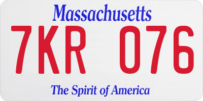 MA license plate 7KR076