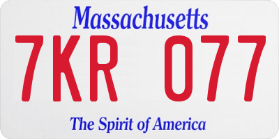 MA license plate 7KR077