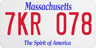 MA license plate 7KR078