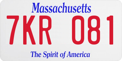 MA license plate 7KR081