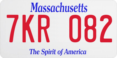 MA license plate 7KR082