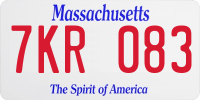 MA license plate 7KR083