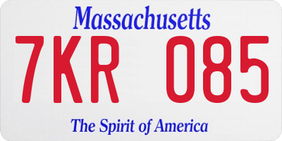 MA license plate 7KR085