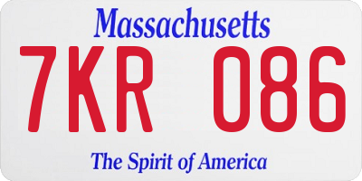 MA license plate 7KR086