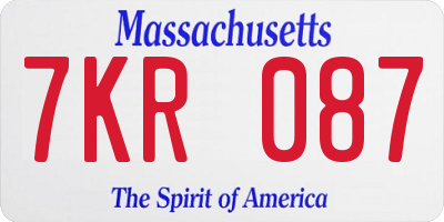 MA license plate 7KR087