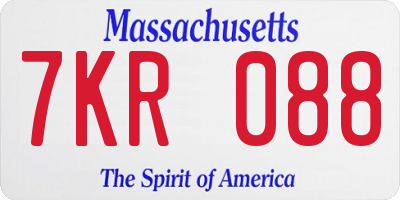 MA license plate 7KR088