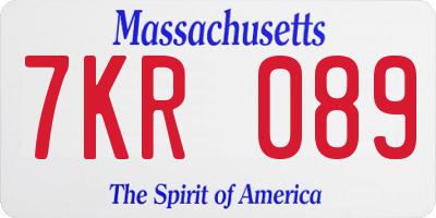 MA license plate 7KR089