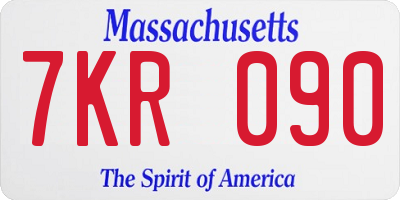 MA license plate 7KR090
