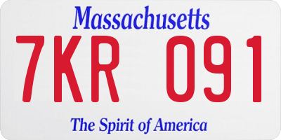 MA license plate 7KR091