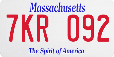 MA license plate 7KR092