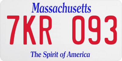 MA license plate 7KR093