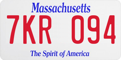 MA license plate 7KR094