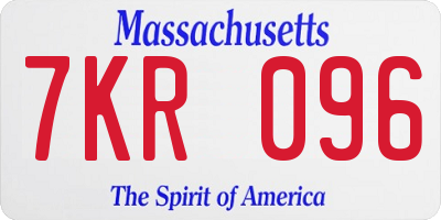 MA license plate 7KR096