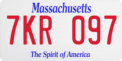 MA license plate 7KR097