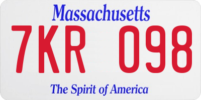 MA license plate 7KR098
