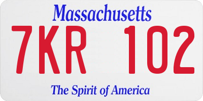 MA license plate 7KR102