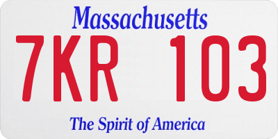 MA license plate 7KR103