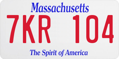 MA license plate 7KR104