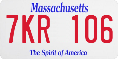 MA license plate 7KR106