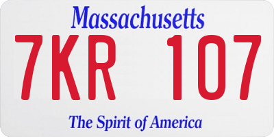 MA license plate 7KR107